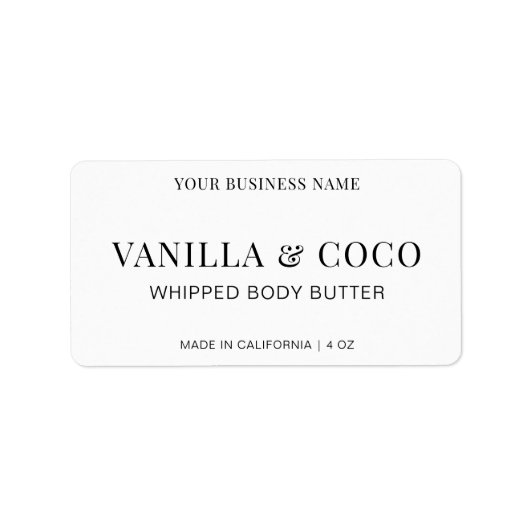 Modern Schwarz-Weiß-Buttermittel Adressaufkleber (Vorne)