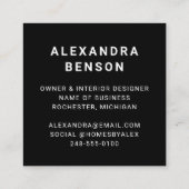 Modern Schwarz-Weiß-Firmenlogo Quadratische Visitenkarte (Rückseite)