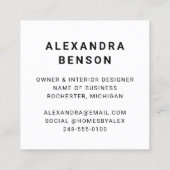 Modern Schwarz-Weiß-Firmenlogo Quadratische Visitenkarte (Rückseite)