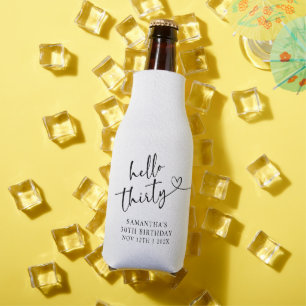 Modern Schwarz-Weiß-Hallo 30 Geburtstag Flaschenkühler
