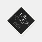 Modern Schwarz-Weiß-Hallo 30. Geburtstag Serviette (Ecke)