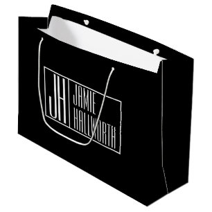 Modern, Schwarz & Weiß, Initialen und Namen-Logo Große Geschenktüte