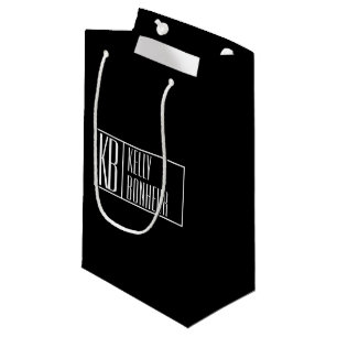 Modern, Schwarz & Weiß, Initialen und Namen-Logo Kleine Geschenktüte