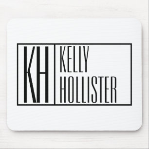 Modern, Schwarz-Weiß, Initialen- und Namenslogo Mousepad