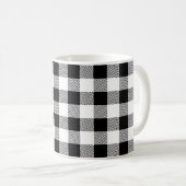 Modern Schwarz-Weiß-Karierte Skriptbezeichnung Kaffeetasse (VorderseiteRechts)