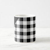 Modern Schwarz-Weiß-Karierte Skriptbezeichnung Kaffeetasse (Mittel)