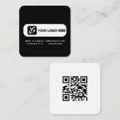 Modern Schwarz-Weiß-Logo Quadratische Visitenkarte (Vorne/Hinten)
