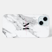 Modern Schwarz-Weiß-Marmor-Muster monogramm Case-Mate iPhone Hülle (Rückseite (Horizontal))