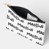 Modern Schwarz-Weiß-Name Print Zipper Pouch Zubehörtasche (Offen)