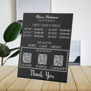 Modern Schwarz-Weiß-QR-Code Druckgröße & Preis Sockelschild