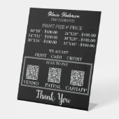 Modern Schwarz-Weiß-QR-Code Druckgröße & Preis Sockelschild (Vorderseite)