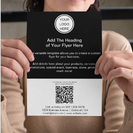 Modern Schwarz-Weiß-QR-Code und Business-Logo Flyer