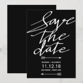 Modern Schwarz-Weiß-Schrift Save the Date einfach (Vorne/Hinten)