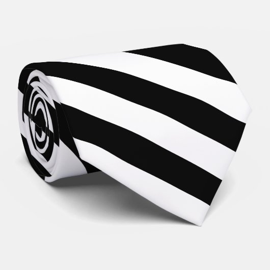 Modern Schwarz-Weiß Streifen Muster Krawatte (Gerollt)