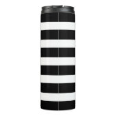 Modern Schwarz-weiß Strip Script Monogram Name Thermosbecher (Rückseite)