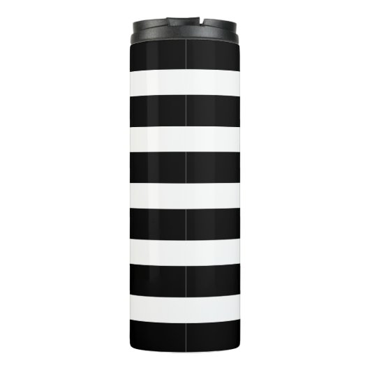 Modern Schwarz-weiß Strip Script Monogram Name Thermosbecher (Rückseite)