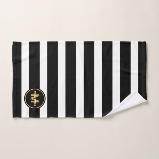 Modern Schwarz-weiß Stripes Monogram Badhandtuch Set (Handtuch)