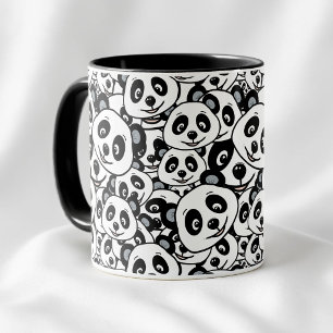 Modern Schwarz-Weiß Süßer Panda-Bär-Muster Tasse