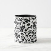 Modern Schwarz-Weiß Süßer Panda-Bär-Muster Tasse (Zentrum)