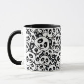 Modern Schwarz-Weiß Süßer Panda-Bär-Muster Tasse (Links)