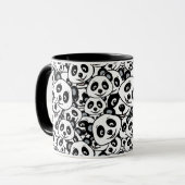Modern Schwarz-Weiß Süßer Panda-Bär-Muster Tasse (Vorderseite Links)