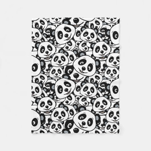 Modern Schwarz-Weiß Süßes Panda-Bär-Muster Fleecedecke (Vorderseite)