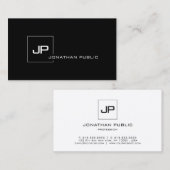 Modern Schwarz-weiß Template Creative Monogram Visitenkarte (Vorne/Hinten)