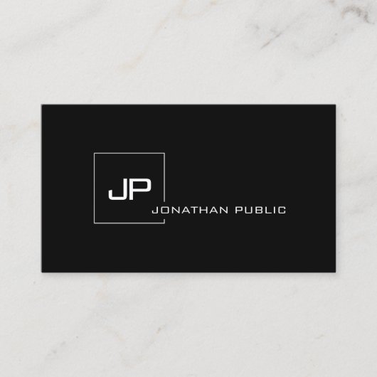 Modern Schwarz-weiß Template Creative Monogram Visitenkarte (Vorderseite)