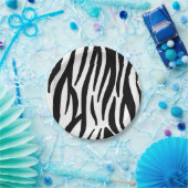 Modern Schwarz-Weiß-Zebrastreifen Pappteller (Party)