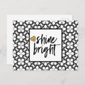 Modern Schwarz-weiße Gold Card Shine Postkarte (Vorne/Hinten)