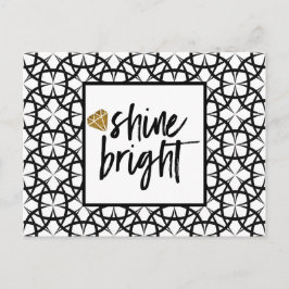 Modern Schwarz-weiße Gold Card Shine Postkarte