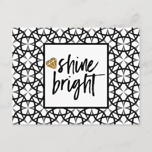 Modern Schwarz-weiße Gold Card Shine Postkarte (Vorderseite)