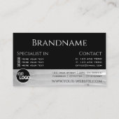 Modern Schwarz-weiße Holzkörbe-Holzkarten-Logo Visitenkarte (Rückseite)