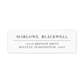 Modern Schwarz-weiße Minimalistische Rücksendeadre (Vorne)