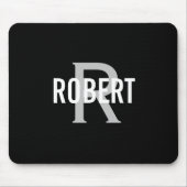 Modern Schwarz-weiße Monogramm-Männer nennen Mausp Mousepad (Vorne)