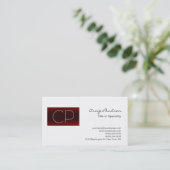 Modern Schwarz-weiße Red Monogram Business Card Visitenkarte (Stehend Vorderseite)