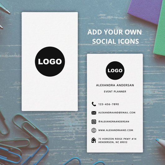 Modern Schwarz-weiße Social Media Website Logo Visitenkarte