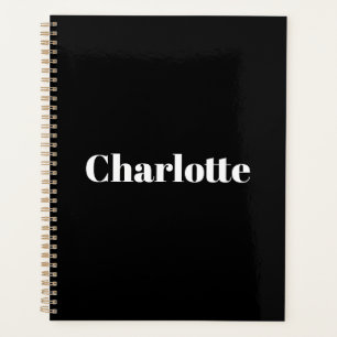 Modern Schwarz-weiße Typografie individuelle Name  Planer