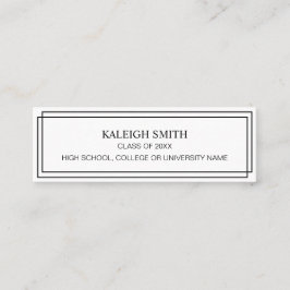 Modern Schwarz-weißer Abschluss Namenskarte einfüg