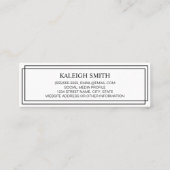 Modern Schwarz-weißer Abschluss Namenskarte einfüg (Rückseite)