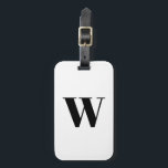 Modern Schwarz-weißer, benutzerdefinierter Anfangs Gepäckanhänger<br><div class="desc">Modernes,  elegantes klassisches Chic-Skript,  das stilvoll gestaltet wurde,  passt sich das Monogramm an,  beginnt mit einem Buchstaben in Schwarz und Weiß</div>