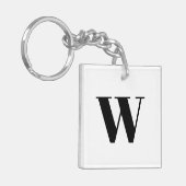 Modern Schwarz-weißer, benutzerdefinierter Anfangs Schlüsselanhänger (Vorderseite links)