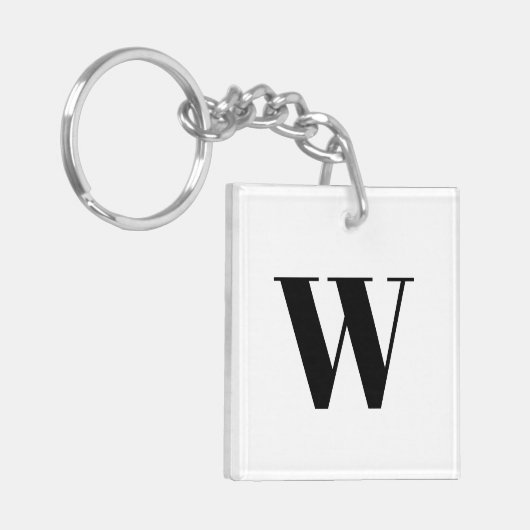 Modern Schwarz-weißer, benutzerdefinierter Anfangs Schlüsselanhänger (Vorderseite links)
