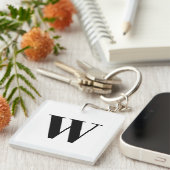 Modern Schwarz-weißer, benutzerdefinierter Anfangs Schlüsselanhänger (Vorderseite rechts)