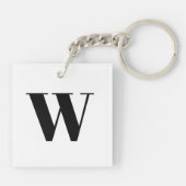 Modern Schwarz-weißer, benutzerdefinierter Anfangs Schlüsselanhänger (Rückseite)