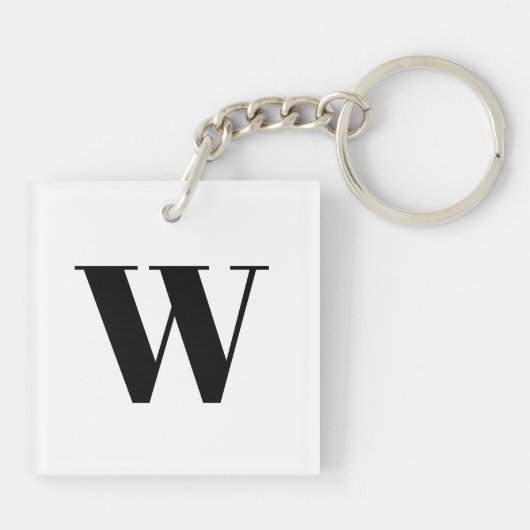 Modern Schwarz-weißer, benutzerdefinierter Anfangs Schlüsselanhänger (Rückseite)