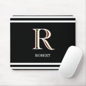 Modern Schwarz-weißer Name für Personalisierte Mon Mousepad (Mit Mouse)