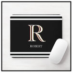 Modern Schwarz-weißer Name für Personalisierte Mon Mousepad<br><div class="desc">Dieses einzigartige MAUS PAD verfügt über ein dreiseitiges Monogramm - sehen Sie genau hin und Sie werden es selbst sehen. Dies ist Set vor einem schwarzen Hintergrund. Alle Designfragen,  schicken Sie einfach eine E-Mail an charmdesignstudio@rcn.com und wir freuen uns,  Ihnen behilflich zu sein.</div>