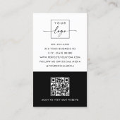 Modern Schwarz-weißer QR-Code Visitenkarte (Rückseite)