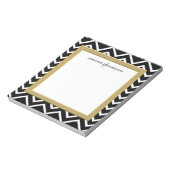 Modern Schwarz-weißer Zickzack Mustermonogramm Notizblock (Rotiert)